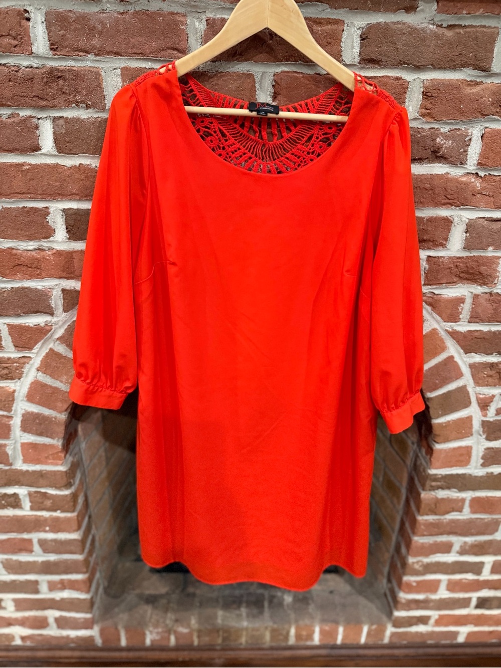 JM Studio by John Meyer Red Women's Dress with Crochet Yoke